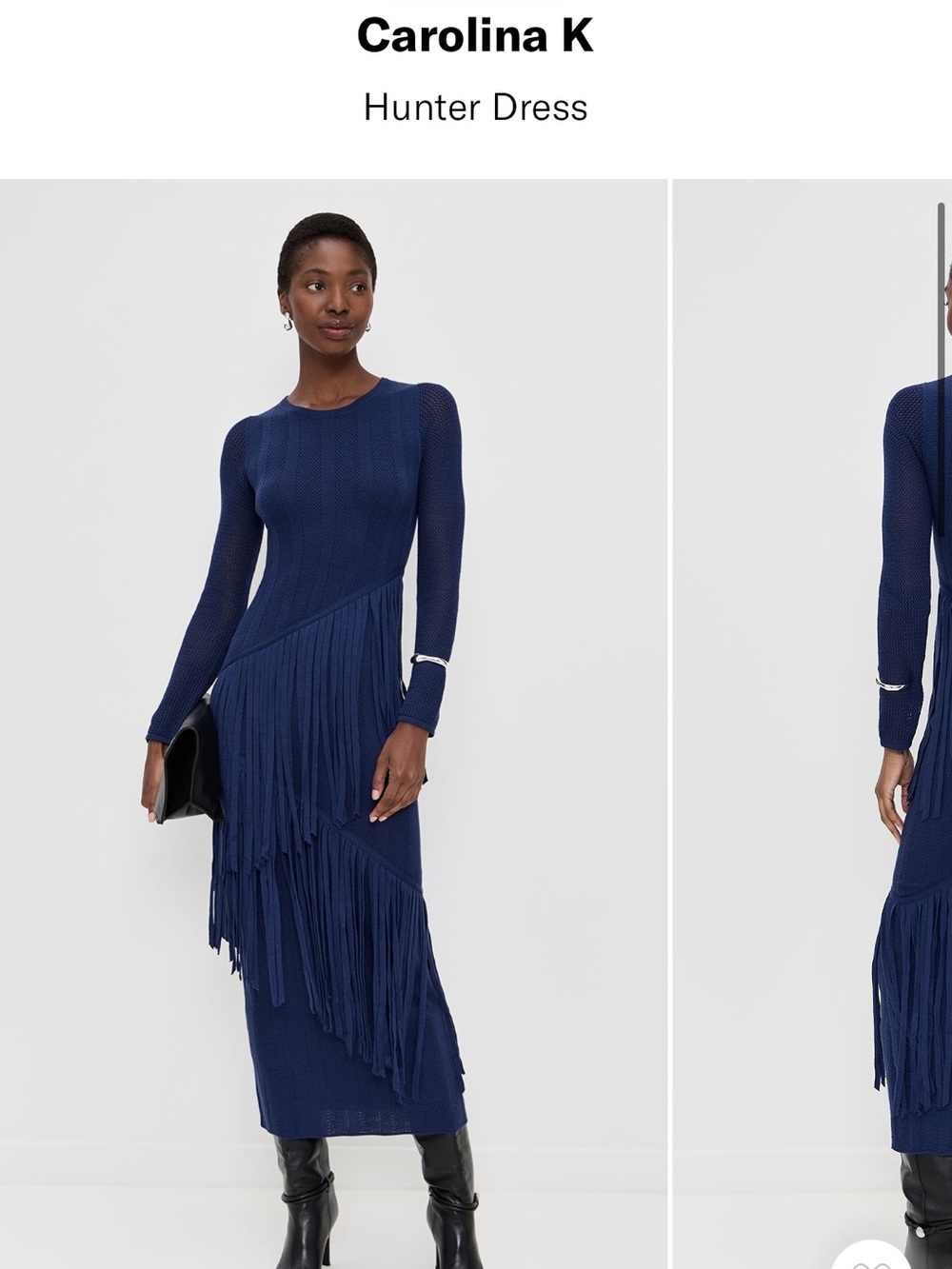 Carolina K Long-Sleeve Fringe Knit Dress